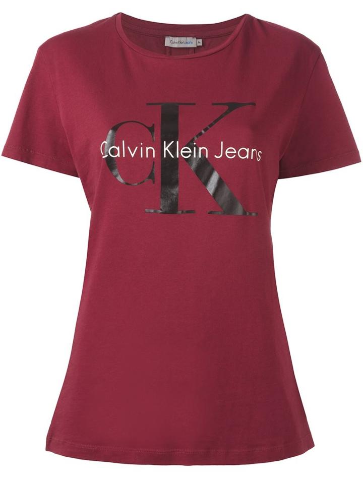 Calvin Klein Jeans Logo Print T-shirt, Women's, Size: Medium, Red, Cotton