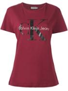 Calvin Klein Jeans Logo Print T-shirt, Women's, Size: Medium, Red, Cotton