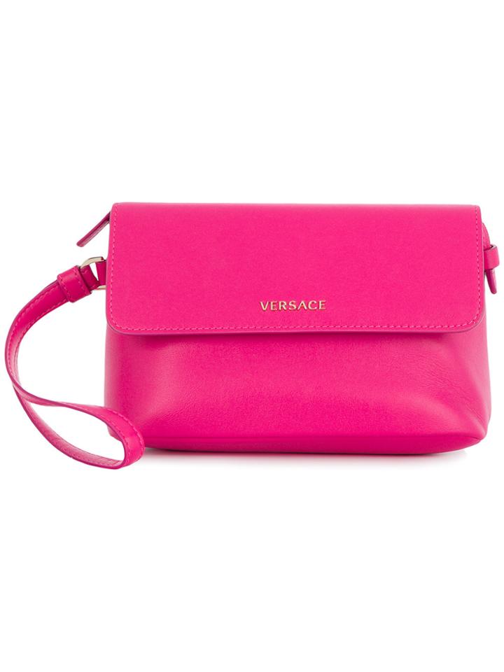 Versace Foldover Logo Purse - Pink & Purple