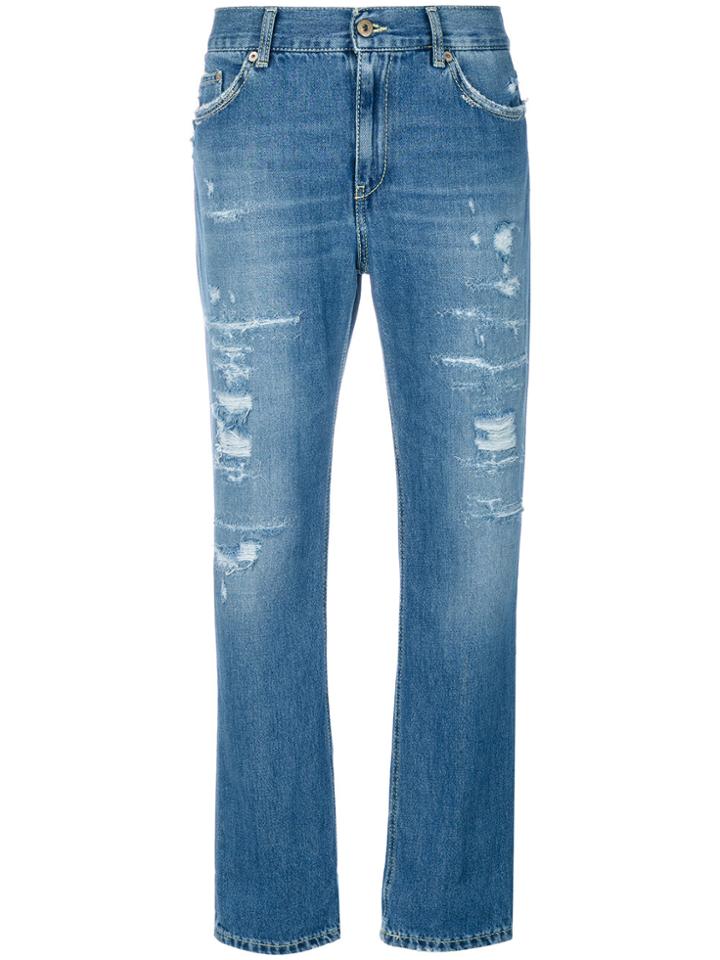 Dondup Cropped Distressed Jeans - Blue