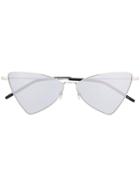 Saint Laurent Eyewear Pointed Frame Sunglasses - Silver