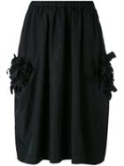 Comme Des Garçons Comme Des Garçons - 3d Flower Appliqué Skirt - Women - Polyester - Xs, Black, Polyester