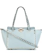 Valentino Rockstud Trapeze Tote, Women's, Blue, Leather/metal Other