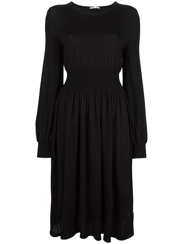 Agnona Gathered Waist Dress, Women's, Size: 44, Black, Wool