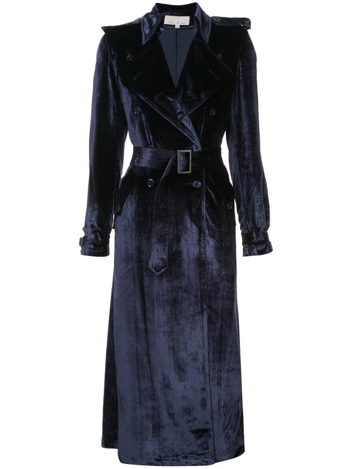 Fleur Du Mal Velvet Trench Coat - Blue