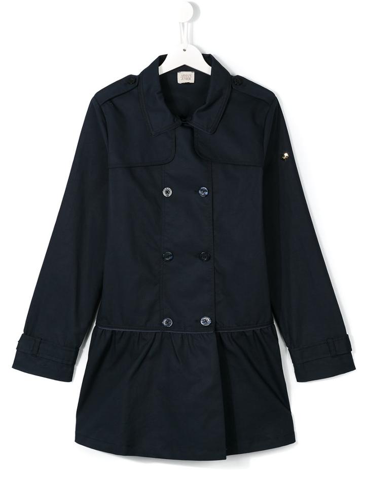 Armani Junior Double Breasted Coat, Girl's, Size: 14 Yrs, Blue