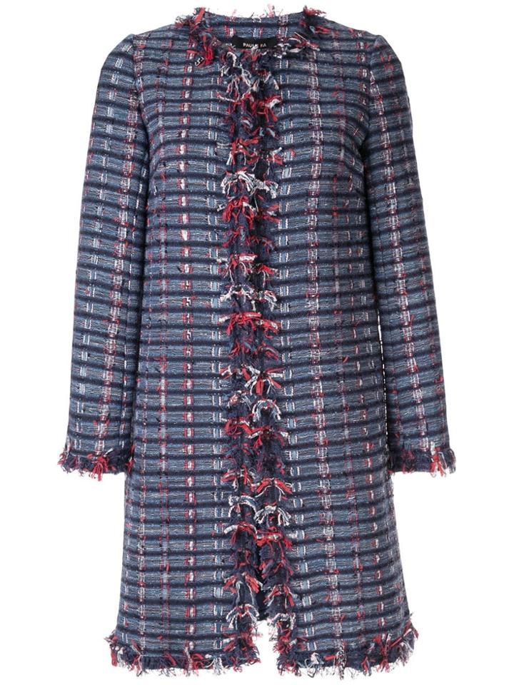 Paule Ka Woven Checked Coat - Blue