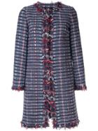Paule Ka Woven Checked Coat - Blue
