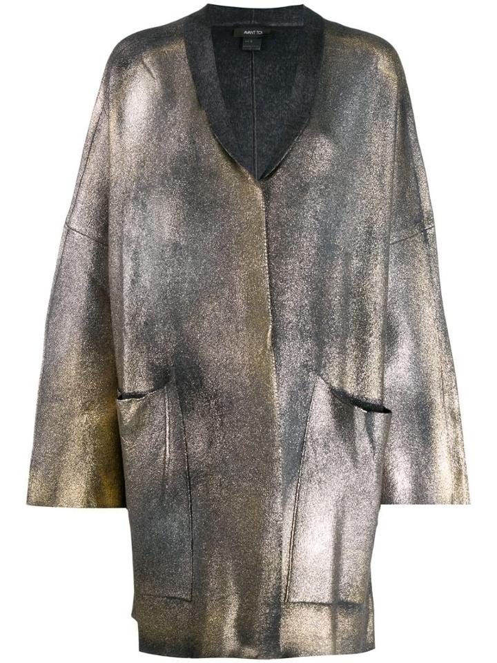 Avant Toi Coated Metallic Cardigan - Grey