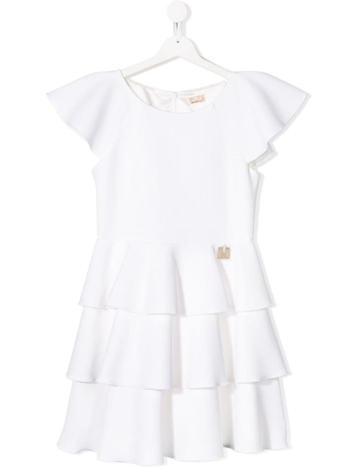 Elisabetta Franchi La Mia Bambina Teen Ruffled Dress - White