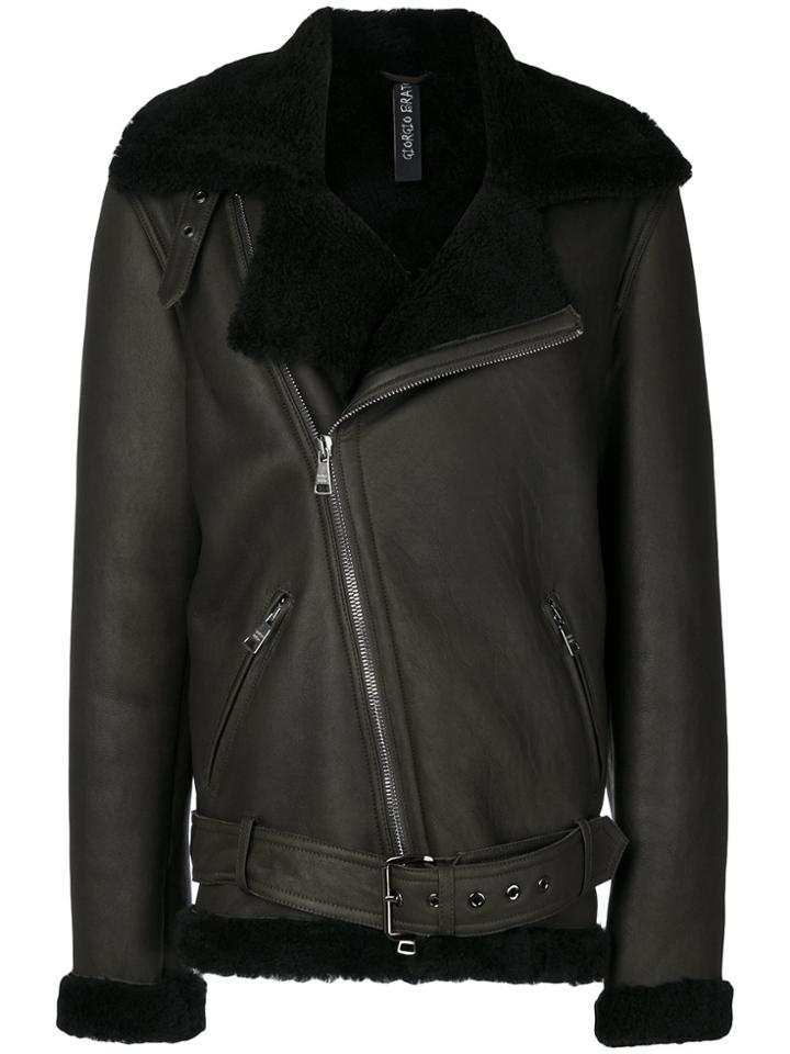 Giorgio Brato Furry Trim Coat - Green