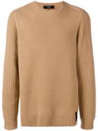 Fendi Ribbed Knit Crewneck Sweater - Nude & Neutrals