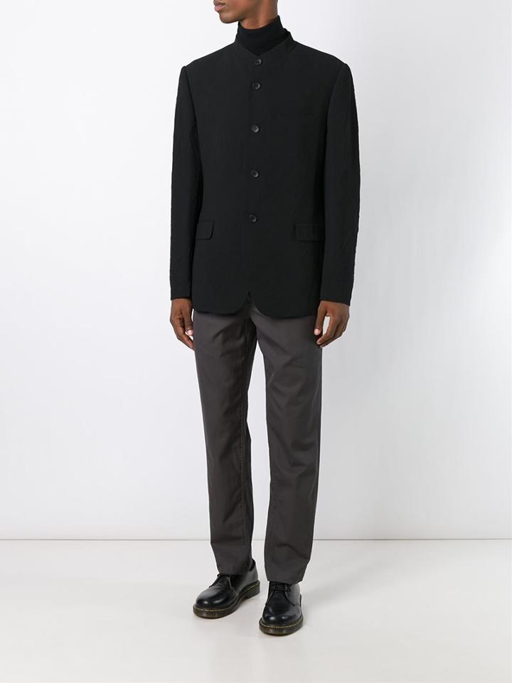 Issey Miyake Men Band Collar Textured Blazer