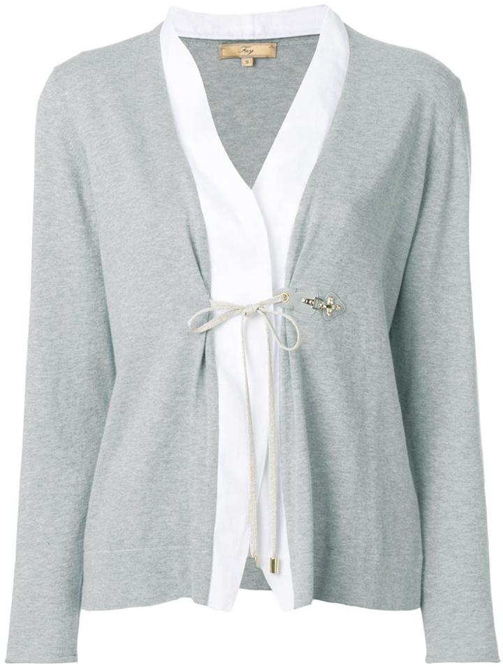 Fay Tie Front Cardigan - Grey