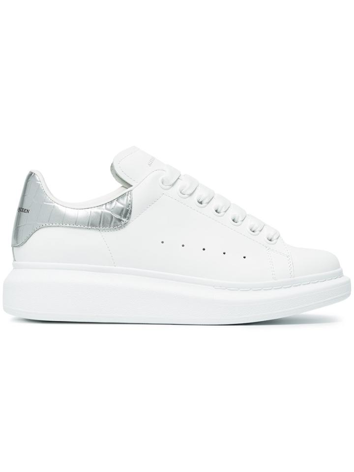 Alexander Mcqueen White Lace Up Leather Sneakers
