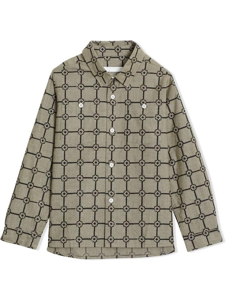 Burberry Kids Teen Floral Print Shirt - Green