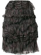 Iro - Canwood Printed Tiered Skirt - Women - Viscose - 42, Black, Viscose