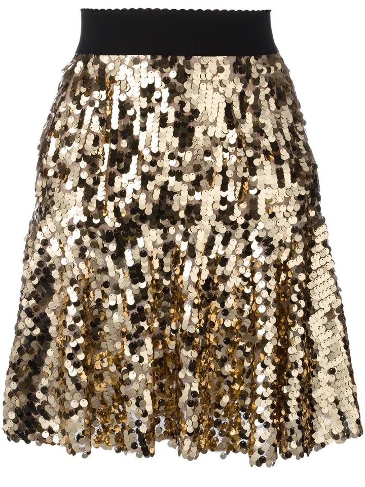 Dolce & Gabbana Sequinned Skirt, Women's, Size: 42, Grey