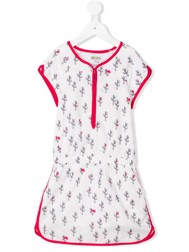 Kenzo Kids Cactus Print Dress, Girl's, Size: 12 Yrs, White