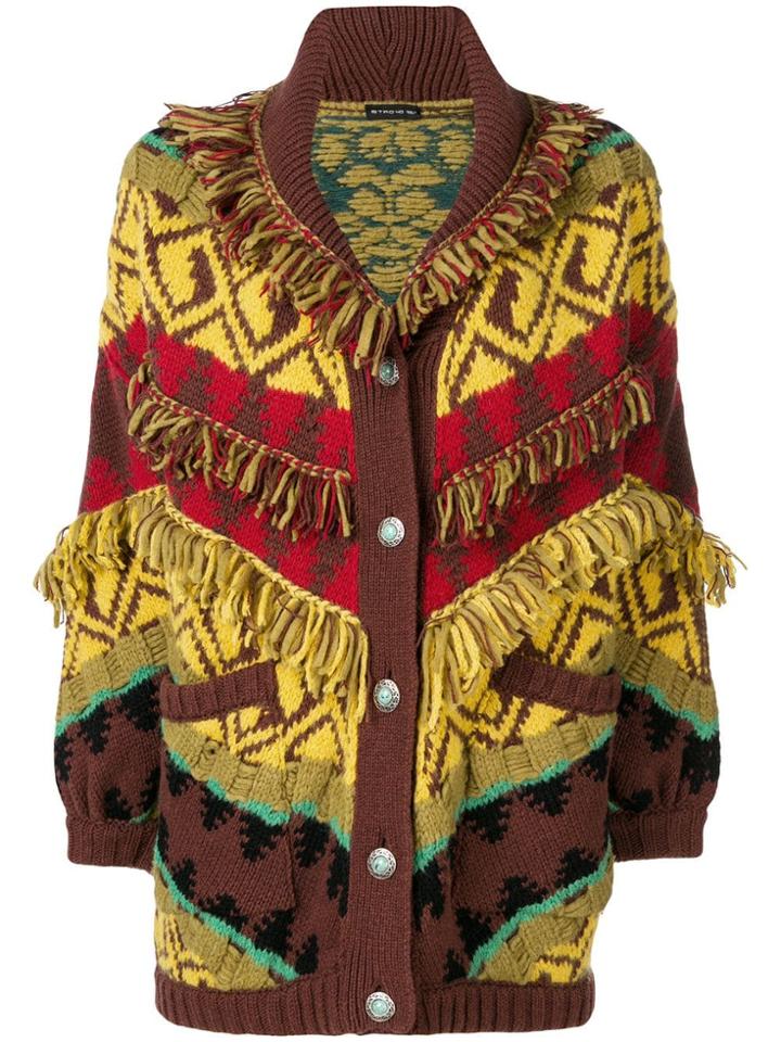 Etro Fringe Trim Cardi-coat - Yellow & Orange