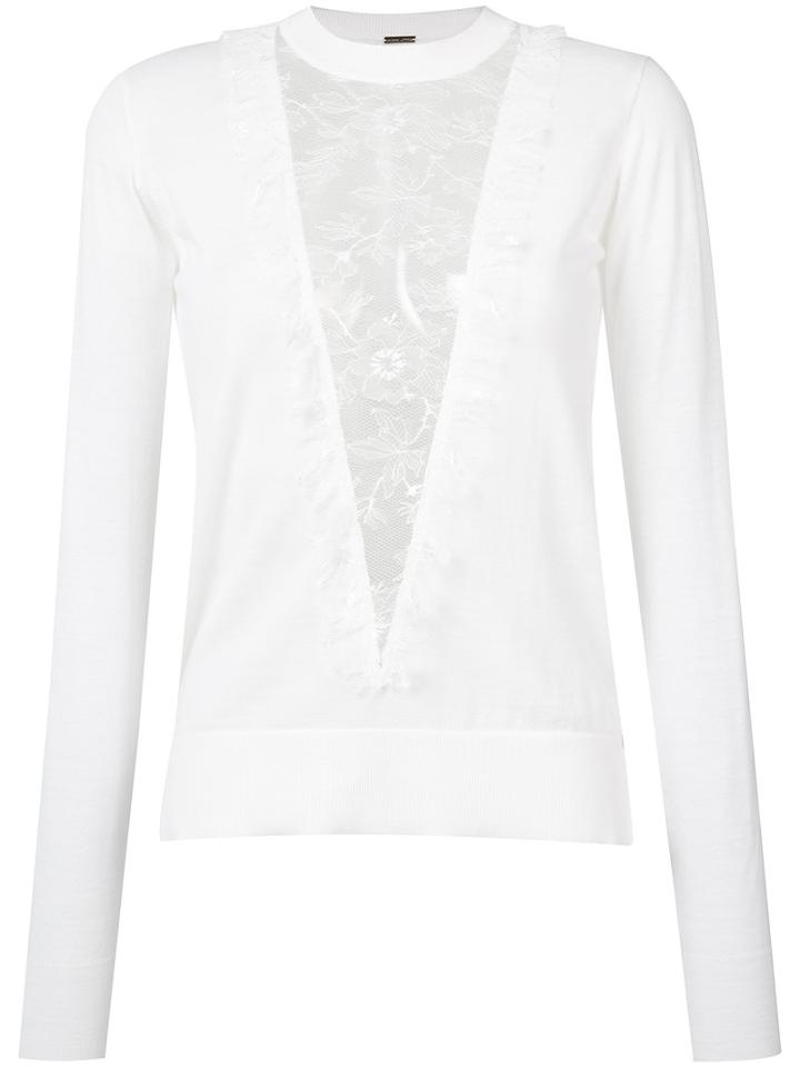 Adam Lippes Lace Panel Jumper, Women's, Size: Small, White, Nylon/viscose/wool