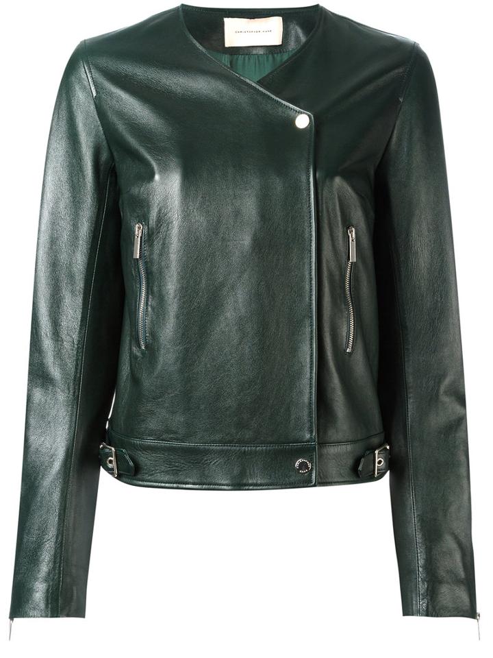 Christopher Kane Biker Jacket, Women's, Size: 44, Green, Leather/viscose