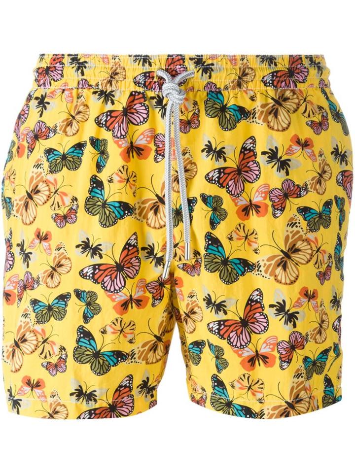 Capricode Butterfly Print Swim Shorts, Men's, Size: Xl, Yellow/orange, Polyamide