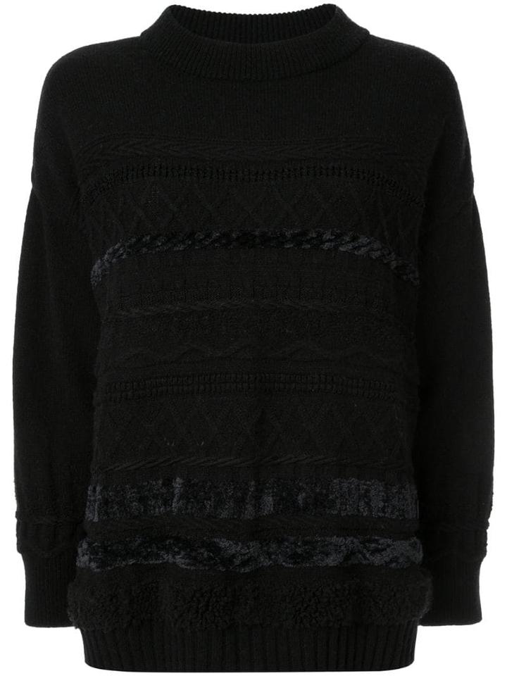 Coohem Solid Tweedy Knit Jumper - Black