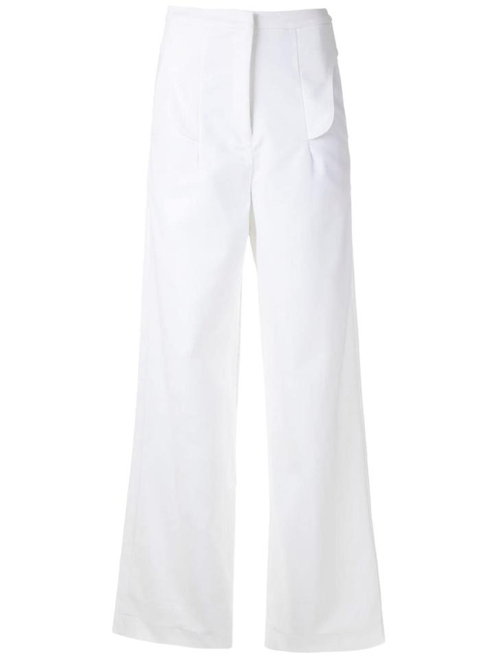 Framed Panelled Wide-leg Trousers - White