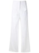 Framed Panelled Wide-leg Trousers - White