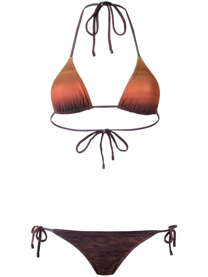Osklen - Triangle Bikini Set - Women - Polyamide/spandex/elastane - M, Yellow/orange, Polyamide/spandex/elastane