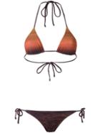Osklen - Triangle Bikini Set - Women - Polyamide/spandex/elastane - M, Yellow/orange, Polyamide/spandex/elastane