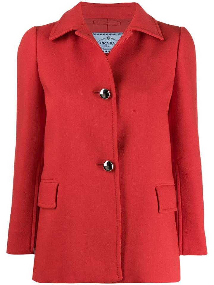 Prada Fitted Button-up Jacket - Red