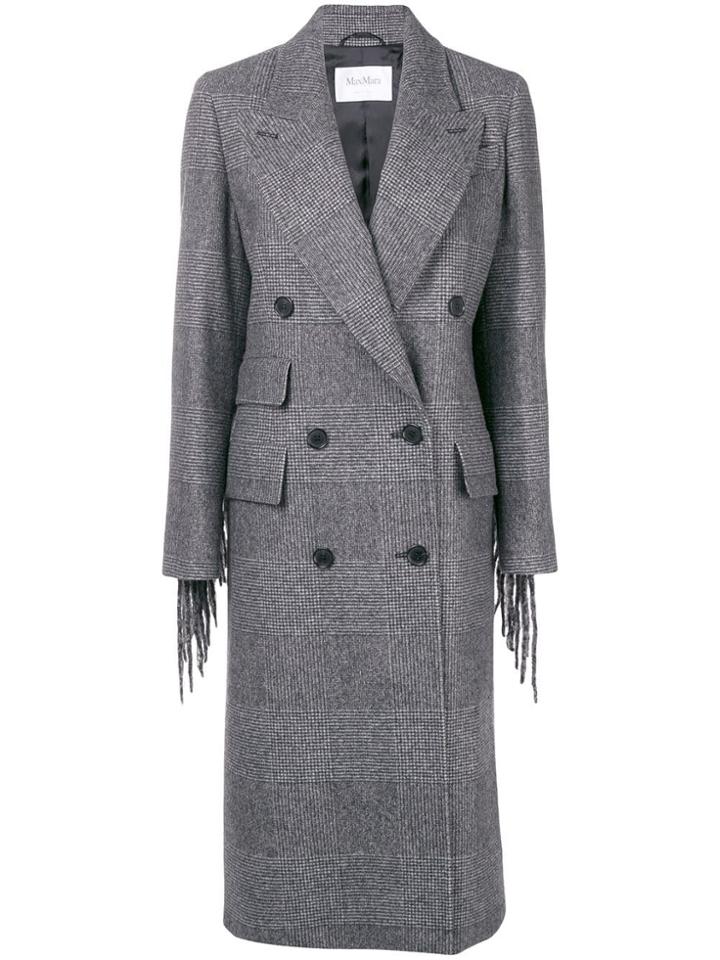 Max Mara Checked Double-breasted Coat - Grey