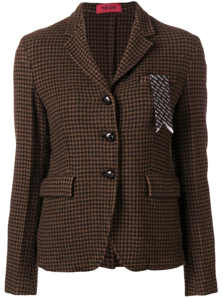 The Gigi Houndstooth Blazer - Brown