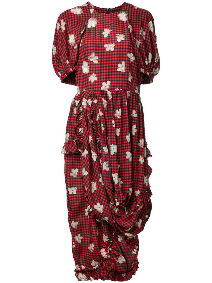 Simone Rocha - Floral Print Dress - Women - Silk - 8, Red, Silk