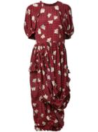 Simone Rocha - Floral Print Dress - Women - Silk - 8, Red, Silk