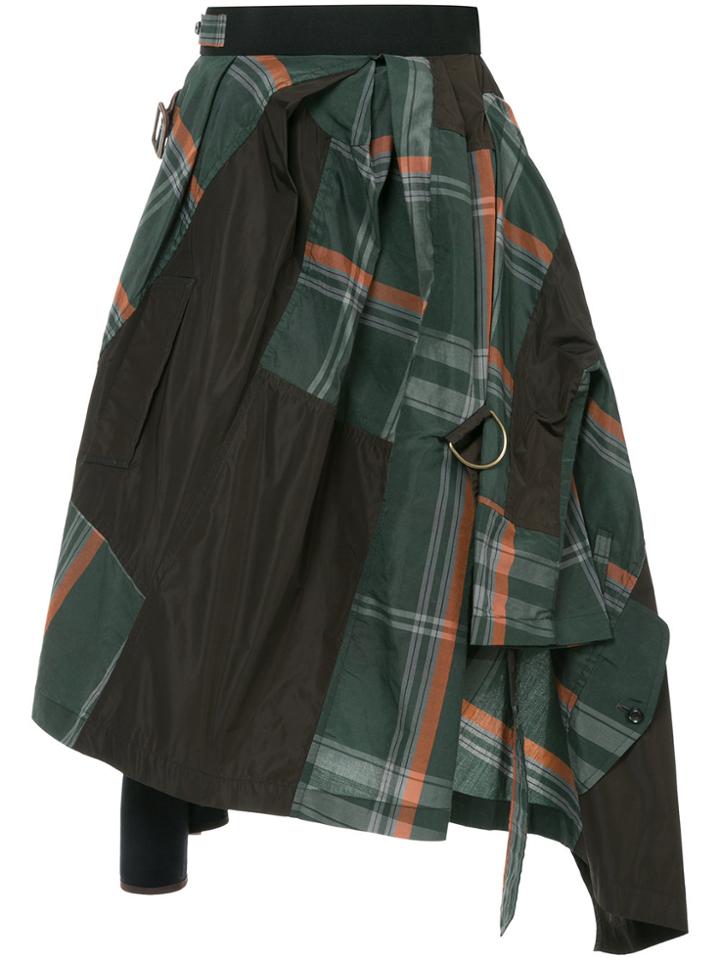 Kolor Asymmetric Checked Skirt - Multicolour