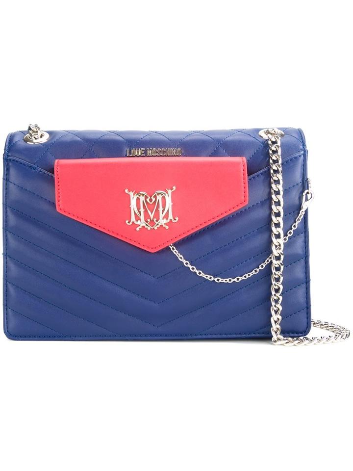 Love Moschino Quilted Chain Shoulder Bag, Women's, Blue