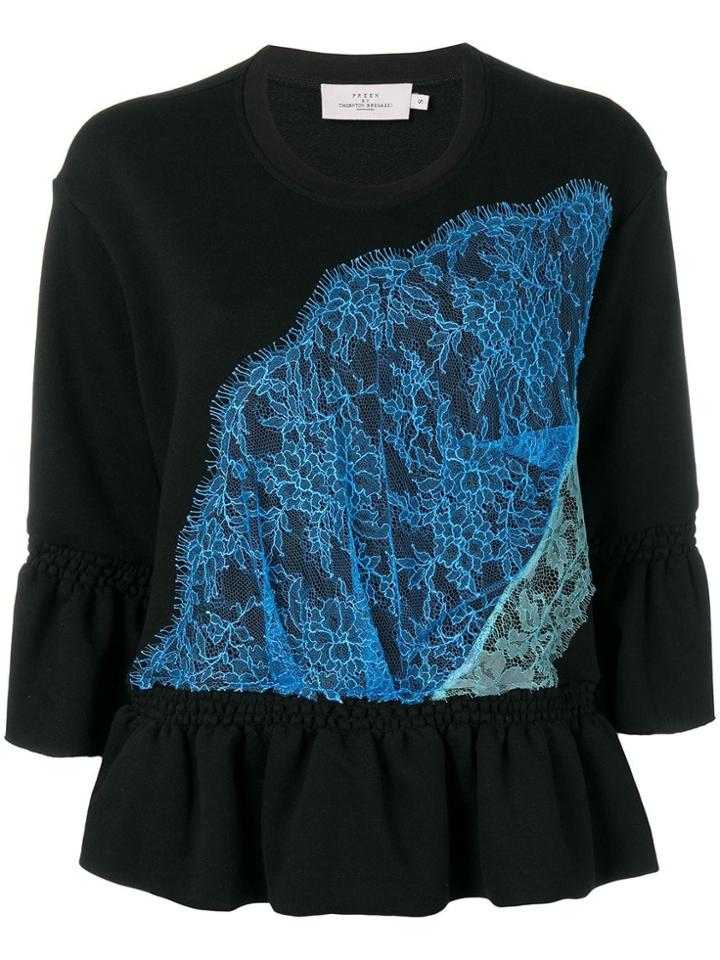 Preen By Thornton Bregazzi Lace Panel Sweatshirt - Blue/black