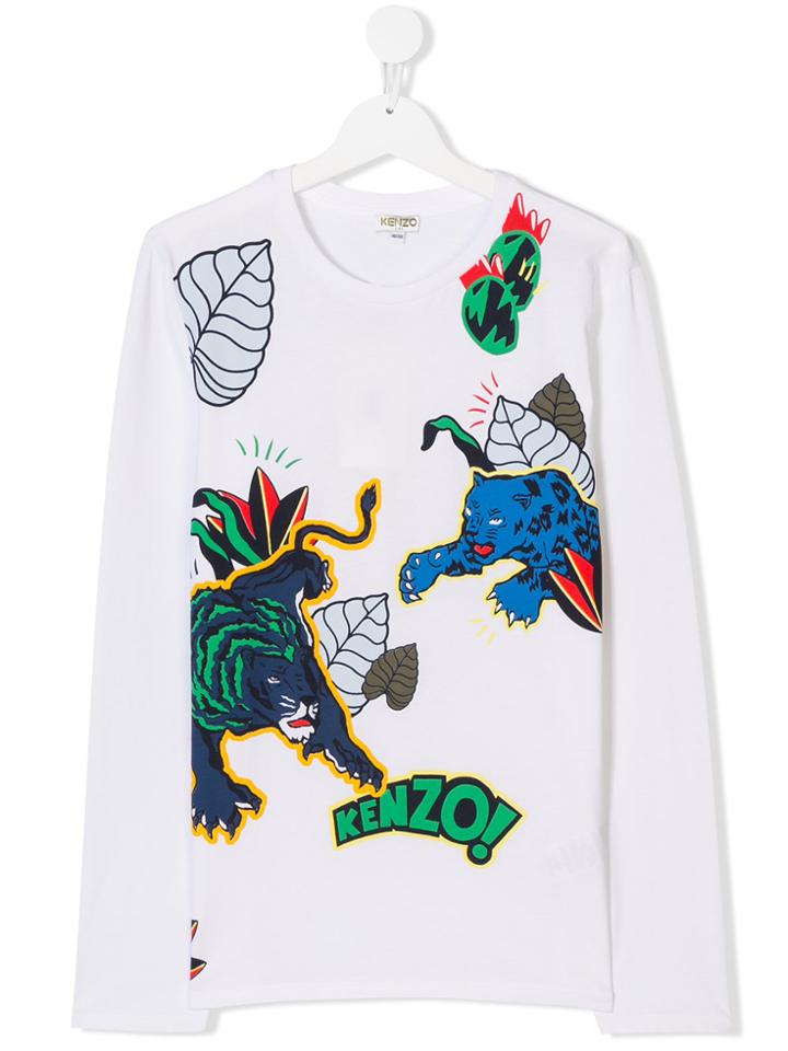Kenzo Kids Teen Jungle Print T-shirt - White