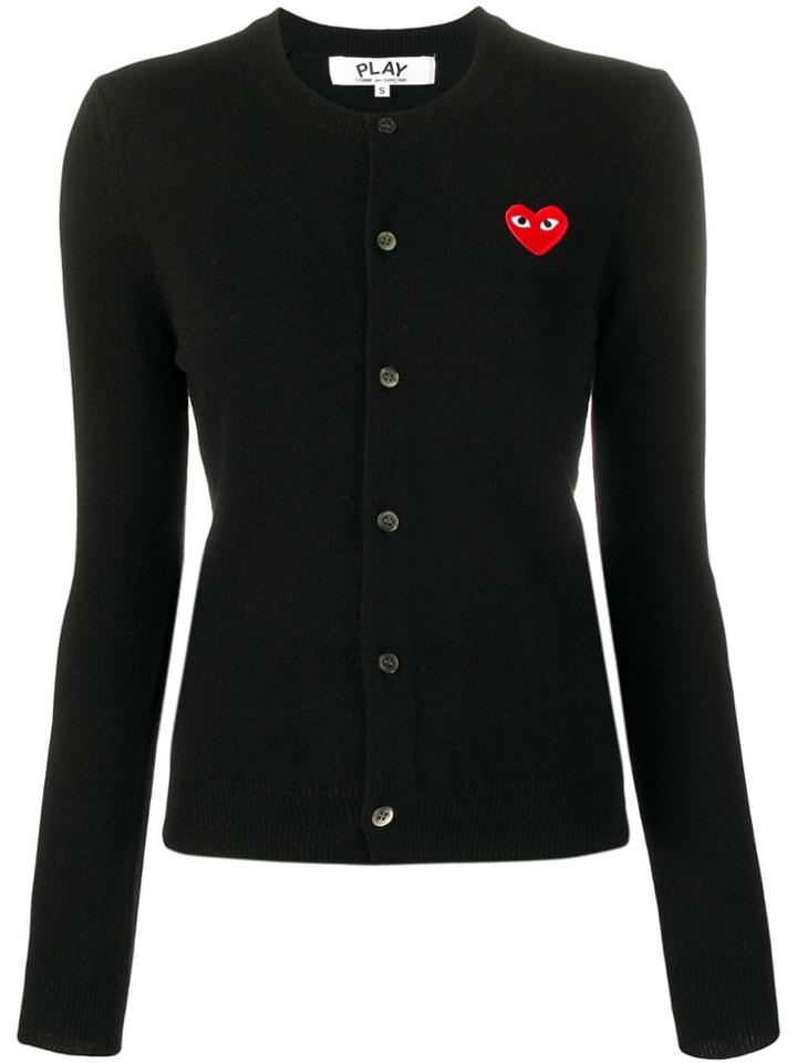 Comme Des Garçons Play Heart Embroidered Cardigan - Black