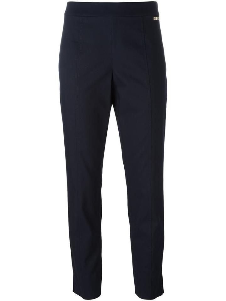 Tory Burch Straight Trousers, Women's, Size: 6, Blue, Cotton/polyester/spandex/elastane
