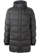 Brioni Hooded Padded Coat, Men's, Size: Medium, Grey, Leather/nylon/goose Down