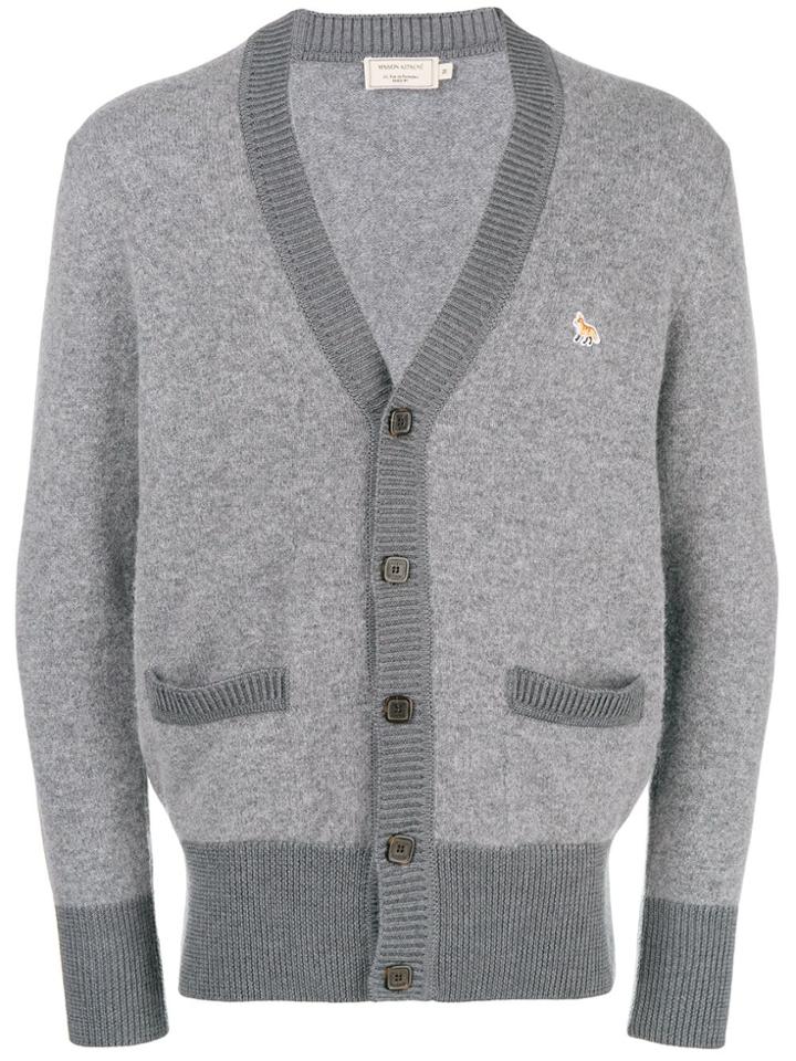 Maison Kitsuné Logo Fitted Cardigan - Grey