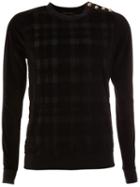 Balmain Checked Sweatshirt, Men's, Size: Large, Black, Cotton/polyester