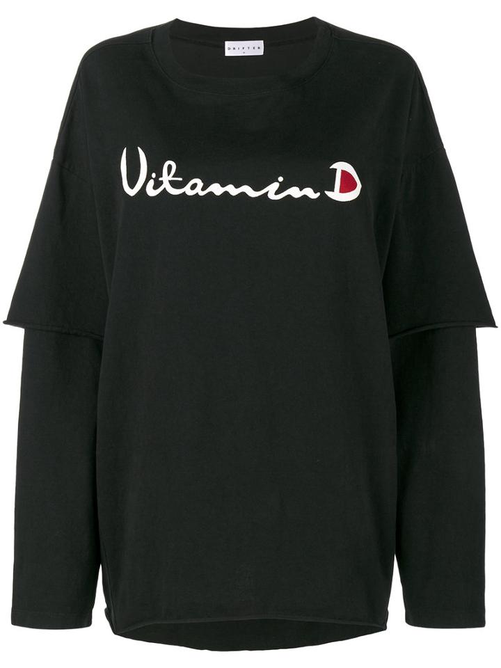 Drifter - Filius Printed Layered Long Sleeve Top - Women - Cotton - M, Black, Cotton