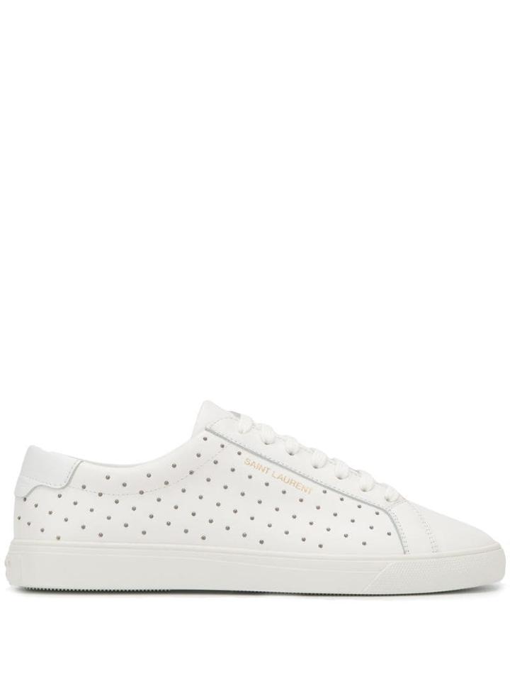 Saint Laurent Andy Stud Embellished Sneakers - White
