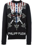 Philipp Plein Embellished Skull Print Sweatshirt, Men's, Size: Large, Black, Cotton
