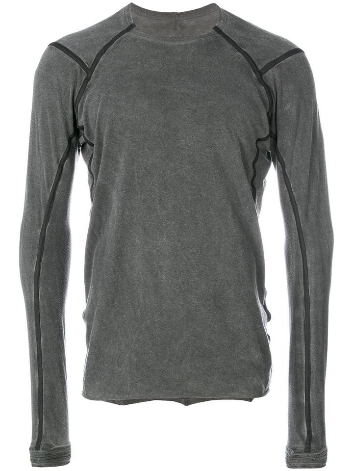 Isaac Sellam Experience - Insert Detail T-shirt - Men - Cotton/calf Leather - M, Grey, Cotton/calf Leather